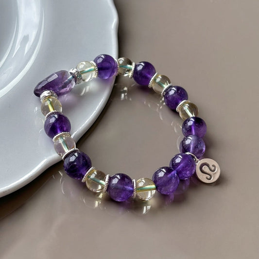 Brazilian natural purple crystal large particle purple crystal bracelet, single circle bracelet, couples give gifts for men and women