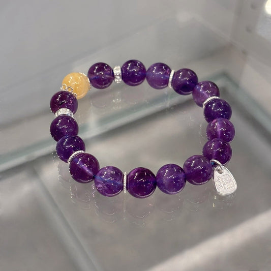 Natural Dreamy Amethyst Bracelet Purple White Crystal Thousand Layer Pattern Amethyst Bracelet Brazilian Dreamy Amethyst Women's Style